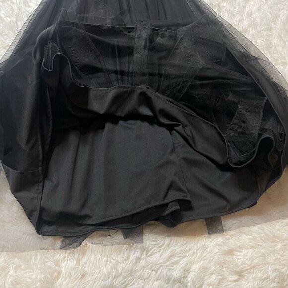 Betsy & Adam Formal Prom Dress Size 2 Black Beige Tulle Sheer Midriff - Picture 3 of 12